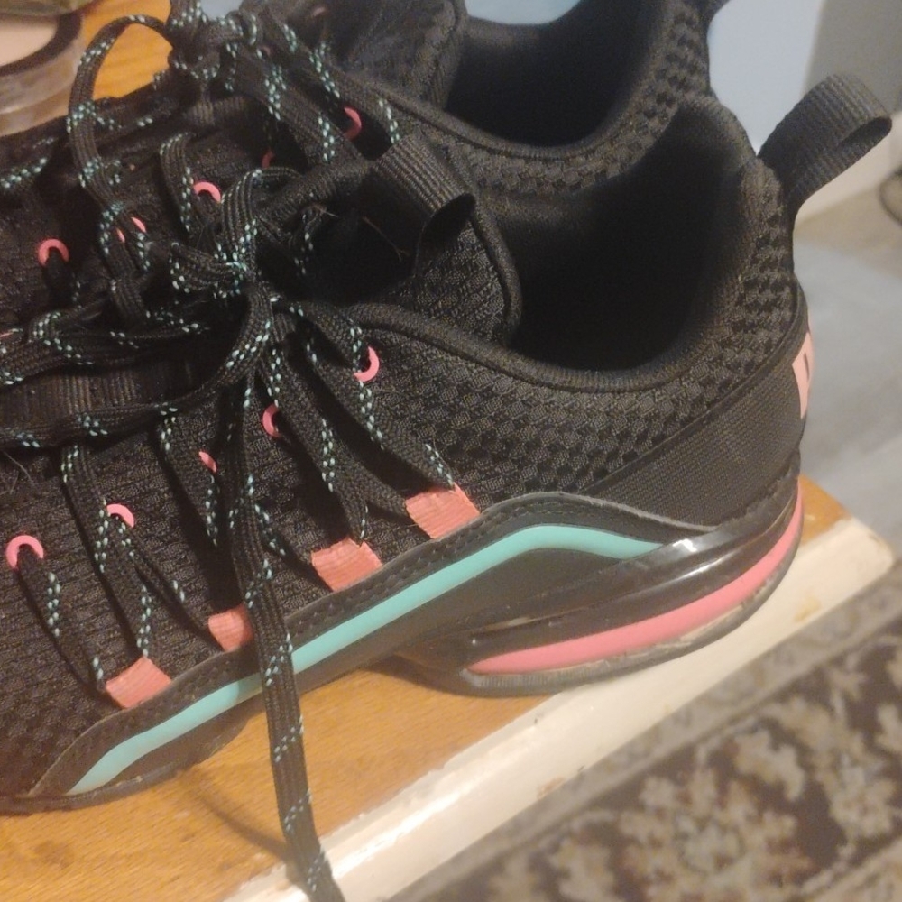 Puma Black and Pink Athletic Shoes with Teal Accents